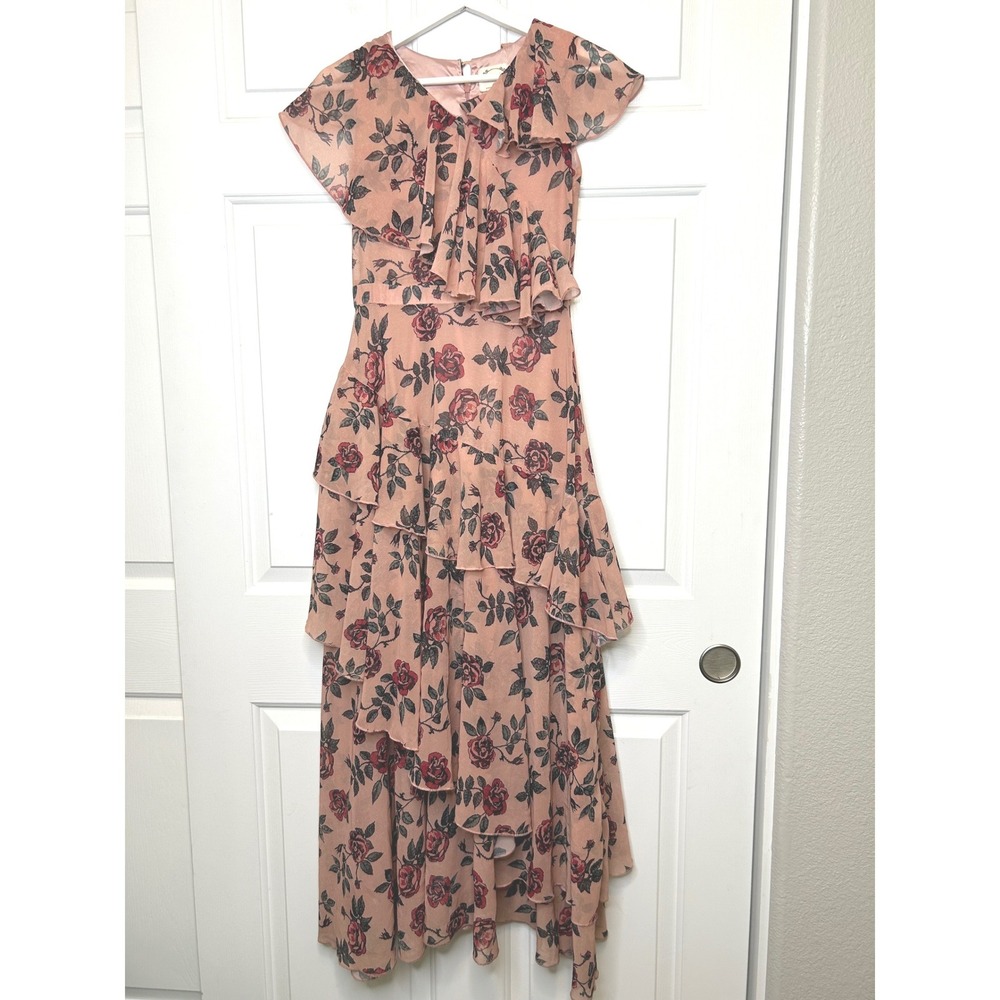 Mia Joy by Joyfolie Floral Maxi Dress Girls 12 Pink Excellent Ruffle Pageant
